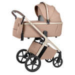Carrello Vector CRL-6553 - uniwersalny wózek dziecięcy 2w1 z głęboką gondolą i regulacją wysokości gondoli bez adapterów • Walnut Beige