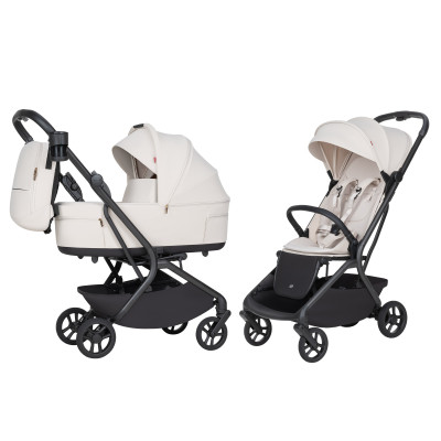 Carrello Magia 2.0 CRL-6655 - легка дитяча коляска 2в1, компактний візок для подорожей, люлька складається разом із рамою до розміру ручної поклажі • Laguna Beige