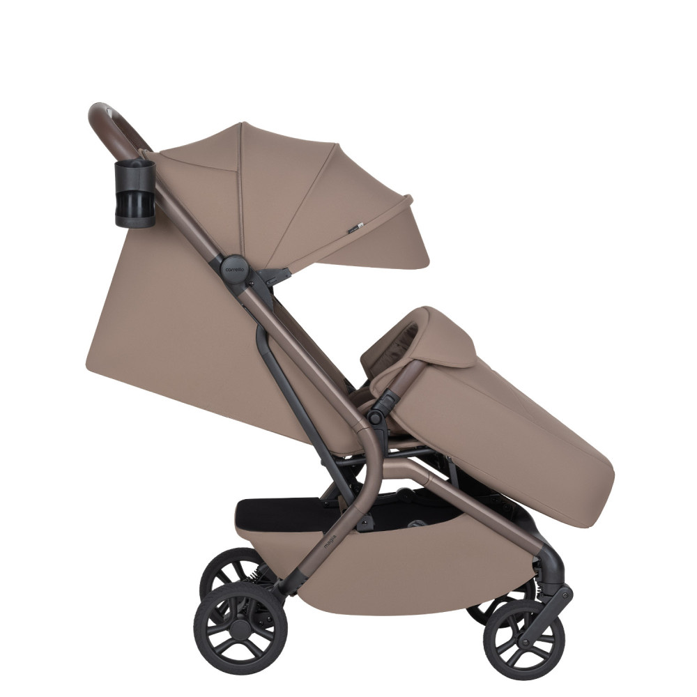 Carrello Magia 2.0 CRL-6655 - lekki wózek dziecięcy 2w1, kompaktowy wózek podróżny, gondola składana razem ze stelażem do rozmiarów bagażu podręcznego • Cocoa Beige