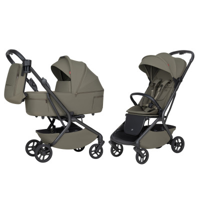 Carrello Magia 2.0 CRL-6655 - легка дитяча коляска 2в1, компактний візок для подорожей, люлька складається разом із рамою до розміру ручної поклажі • Malted Green