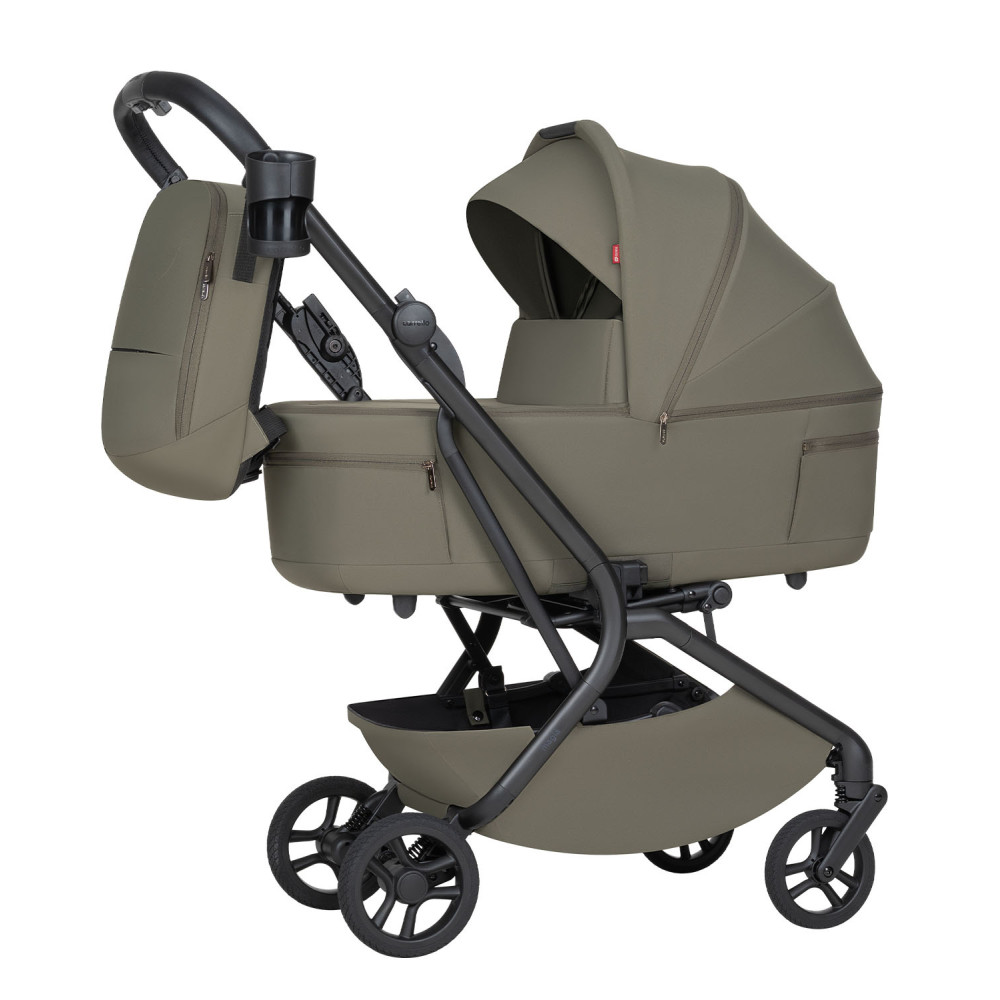 Carrello Magia 2.0 CRL-6655 - lekki wózek dziecięcy 2w1, kompaktowy wózek podróżny, gondola składana razem ze stelażem do rozmiarów bagażu podręcznego • Malted Green