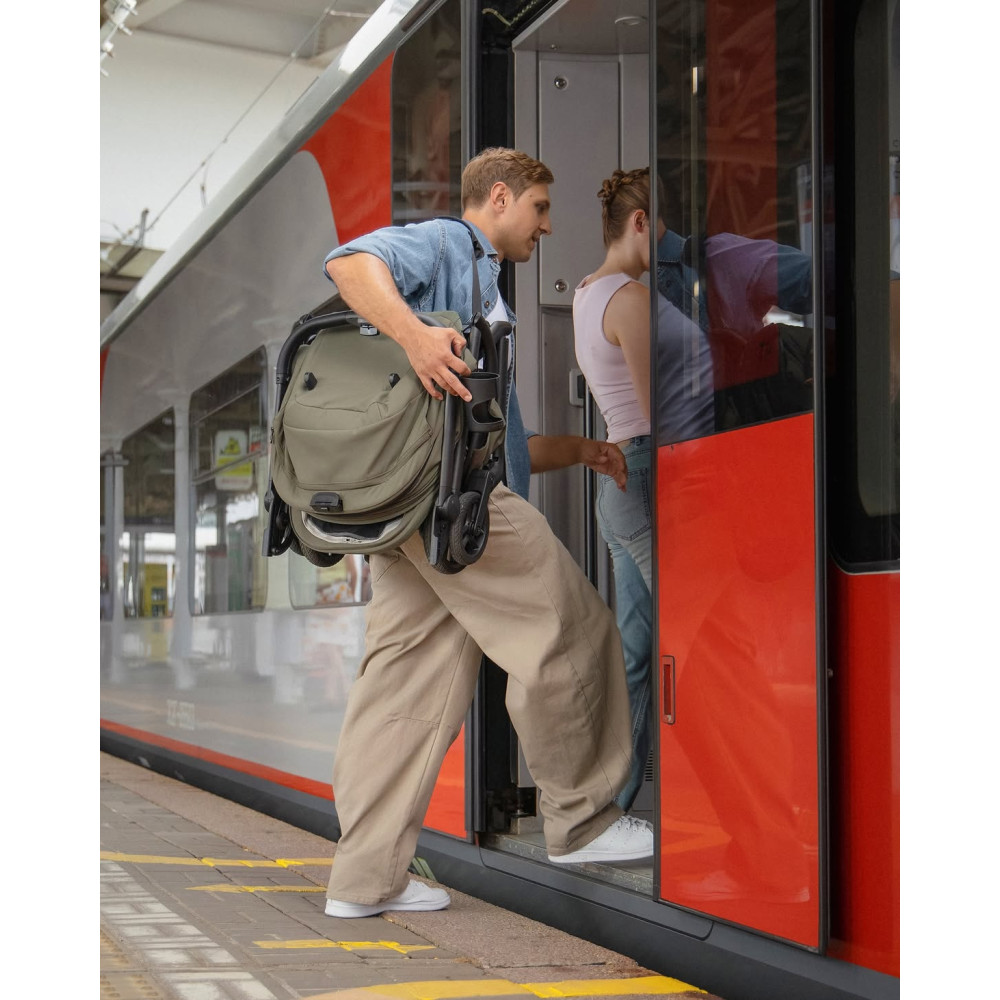 Carrello Magia 2.0 CRL-6655 - lekki wózek dziecięcy 2w1, kompaktowy wózek podróżny, gondola składana razem ze stelażem do rozmiarów bagażu podręcznego • Malted Green