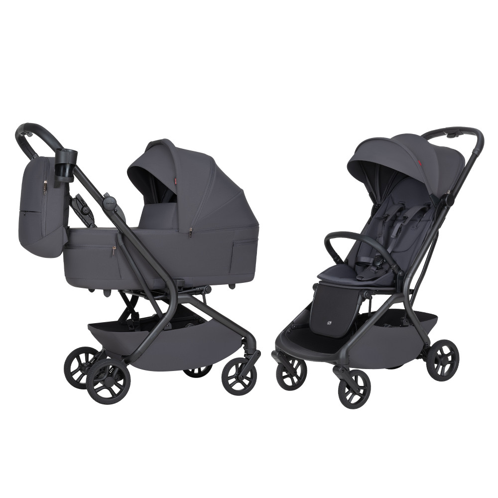 Carrello Magia 2.0 CRL-6655 - lekki wózek dziecięcy 2w1, kompaktowy wózek podróżny, gondola składana razem ze stelażem do rozmiarów bagażu podręcznego • Elm Grey