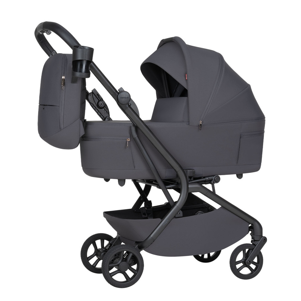 Carrello Magia 2.0 CRL-6655 - lekki wózek dziecięcy 2w1, kompaktowy wózek podróżny, gondola składana razem ze stelażem do rozmiarów bagażu podręcznego • Elm Grey