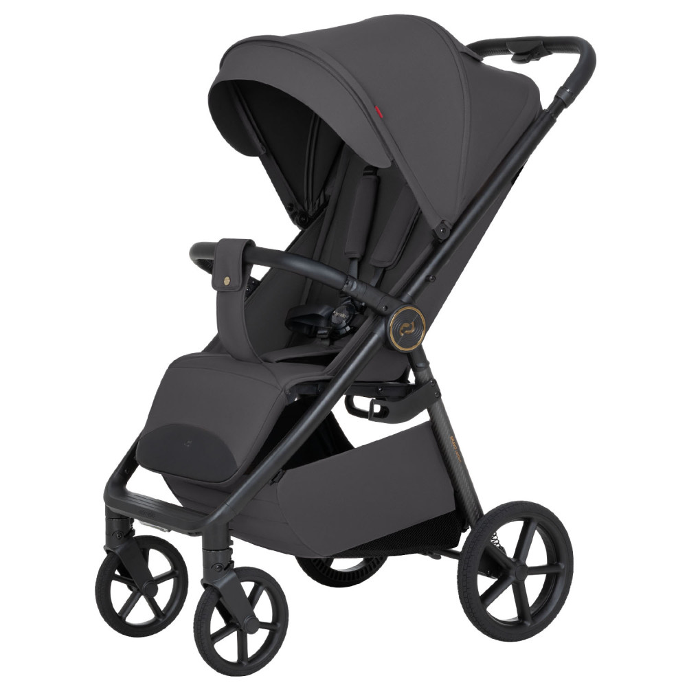 Carrello Bravo Carbon 2026 CRL-5530 - wózek spacerowy całoroczny z lampką LED, ulepszona amortyzacja, magnetyczne zapięcie pasów, rączka teleskopowa • Lumber Grey