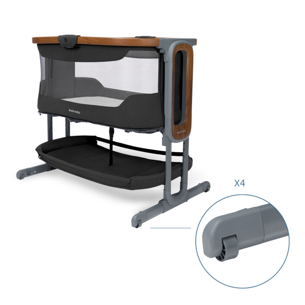 Maxi Cosi Iora Pro - łóżeczko dostawne 2w1, składane, z kołysaniem i 5 poziomami wysokości (0 - 6mc / 0 - 9kg) • Elegance Graphite