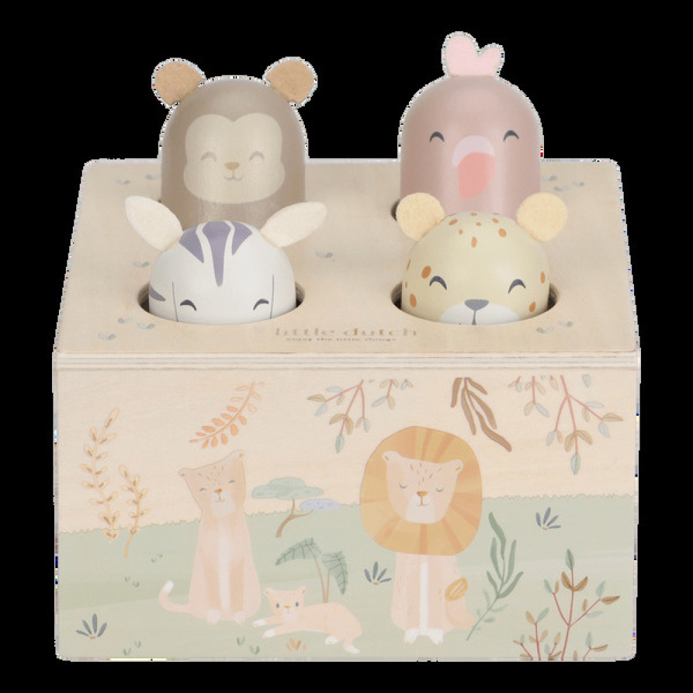 Little Dutch - drewniana zabawka pop-up Safari Friends (LD7465) • 12 mc+