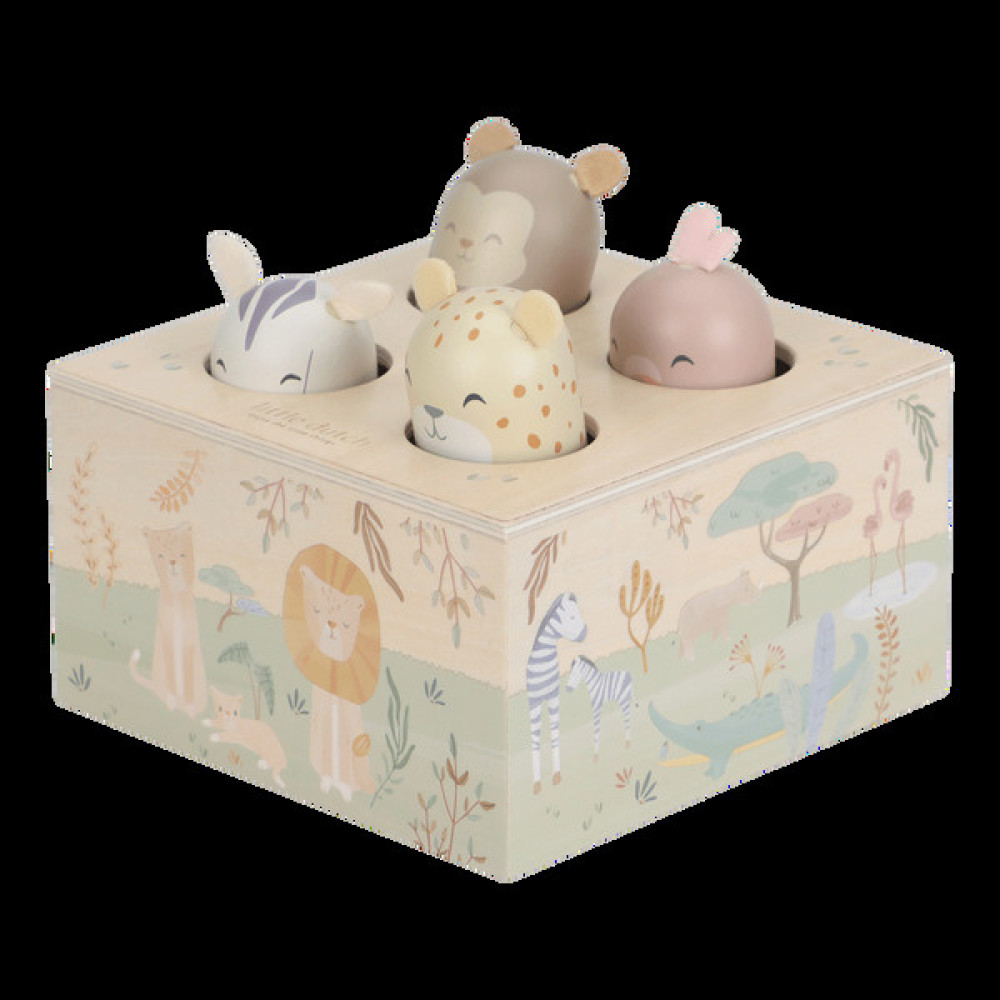 Little Dutch - drewniana zabawka pop-up Safari Friends (LD7465) • 12 mc+