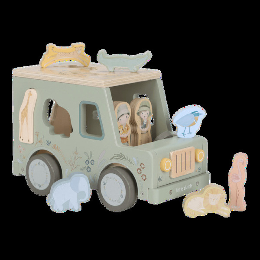 Little Dutch - drewniany samochód sorter Safari Friends (LD7447) • 18 mc+