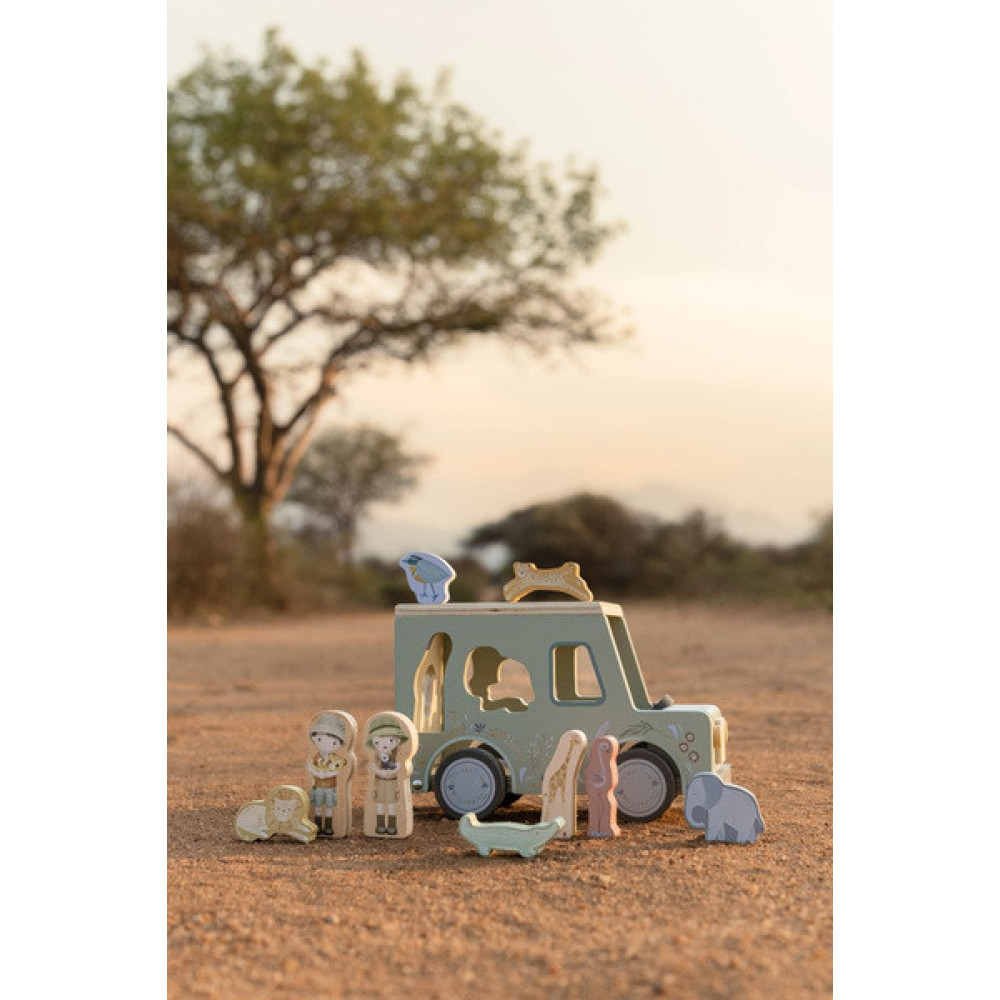 Little Dutch - drewniany samochód sorter Safari Friends (LD7447) • 18 mc+