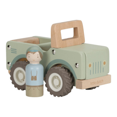 Little Dutch - drewniany samochód zielony Safari Friends (LD7484) • 18 mc+