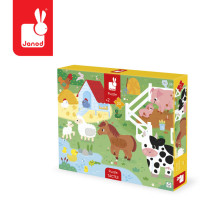 Janod - puzzle sensoryczne dotykowe Farma 20 elementów (J02491) • 2 lata+