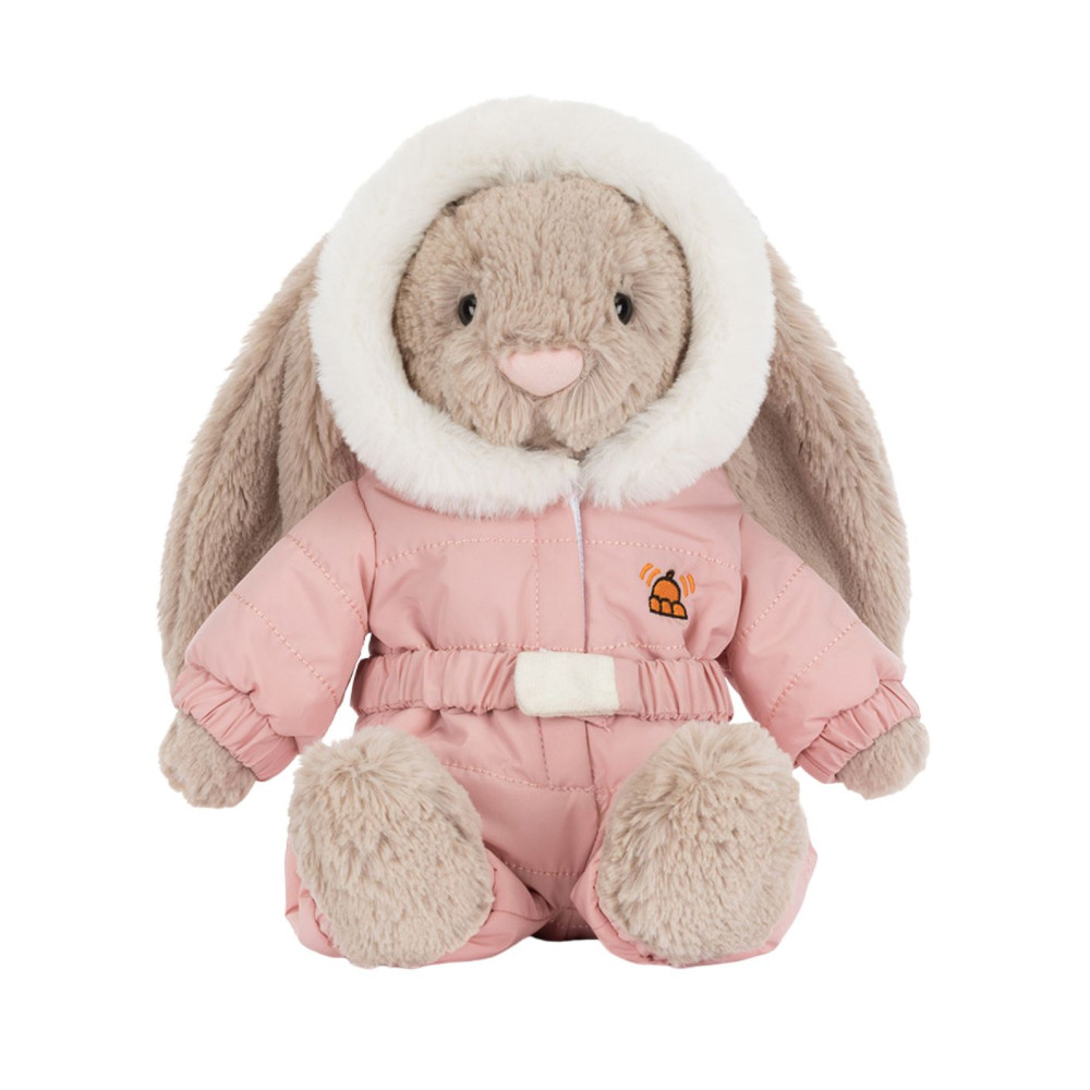 Jellycat - króliczek Bashful Bunny 'Snow Suit' w kombinezonie (BAS3BSKI) • Beżowy