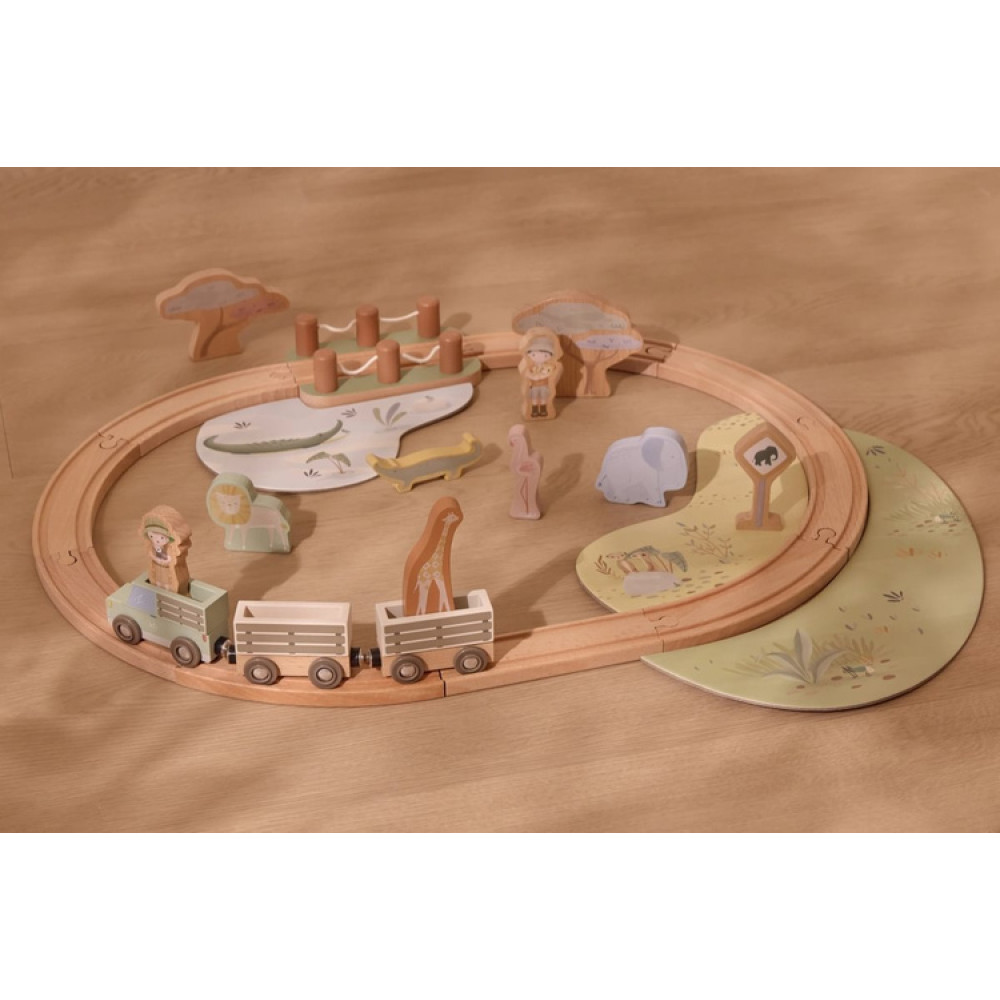 Little Dutch - pociąg z torami Safari Friends (LD7451) • od 18 miesięcy