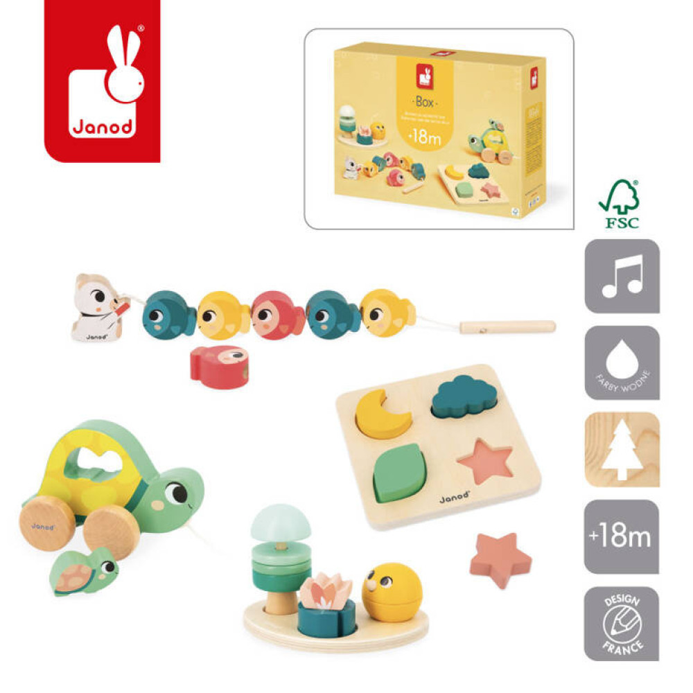 Janod - zestaw zabawek edukacyjnych Box (J04064) • 18 mc+