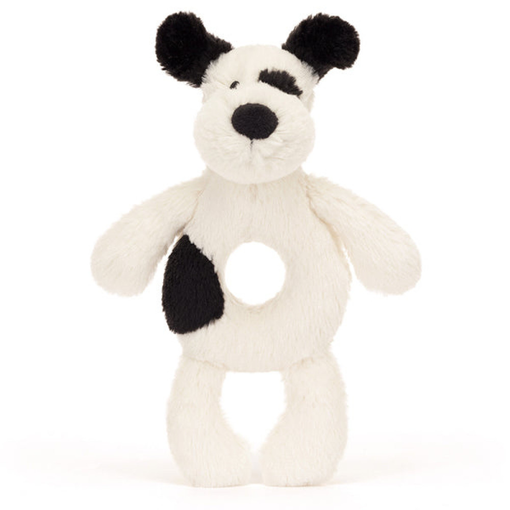 Jellycat - piesek łaciaty grzechotka Bashful Puppy Ring Rattle (BRR4BCP) • od urodzenia