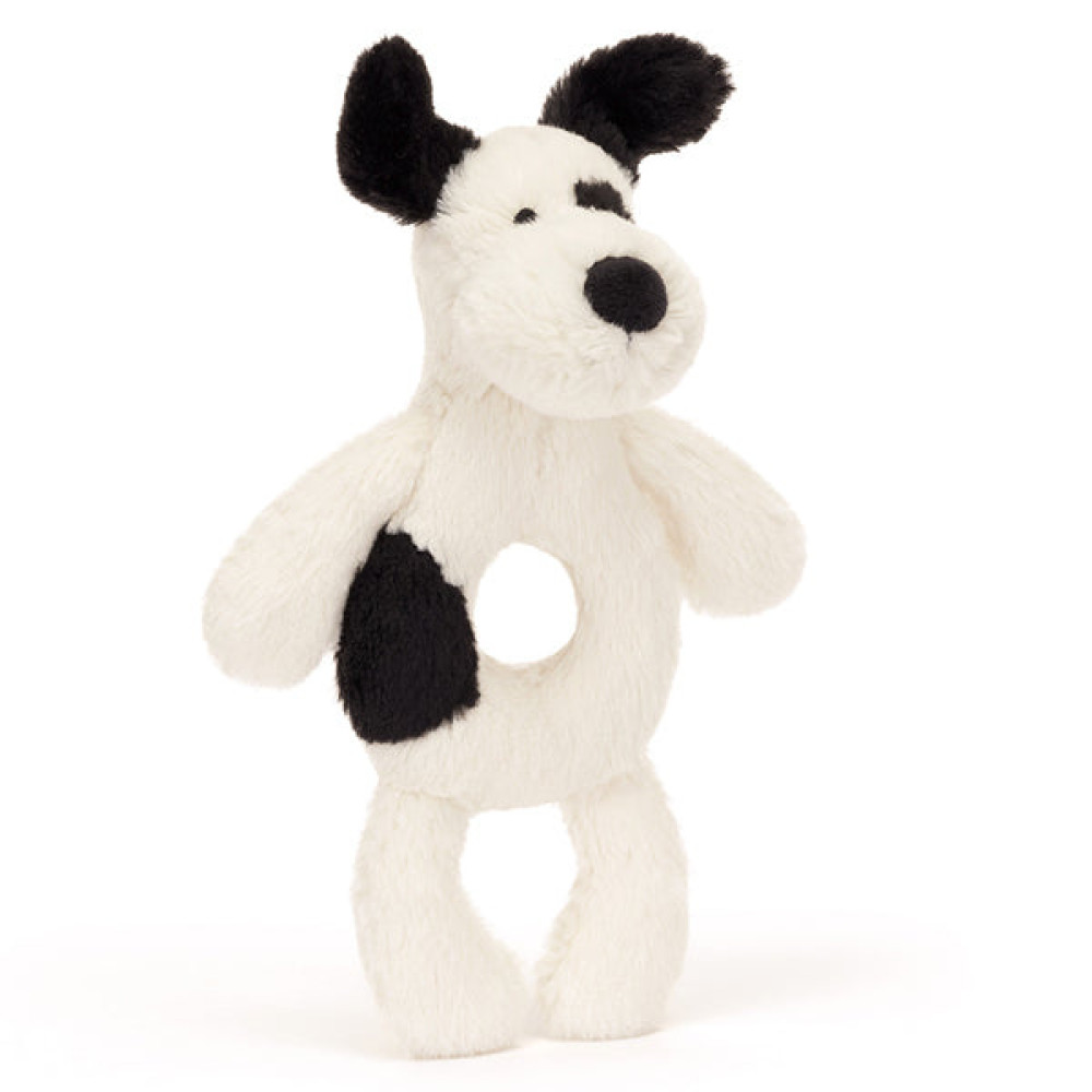 Jellycat - piesek łaciaty grzechotka Bashful Puppy Ring Rattle (BRR4BCP) • od urodzenia