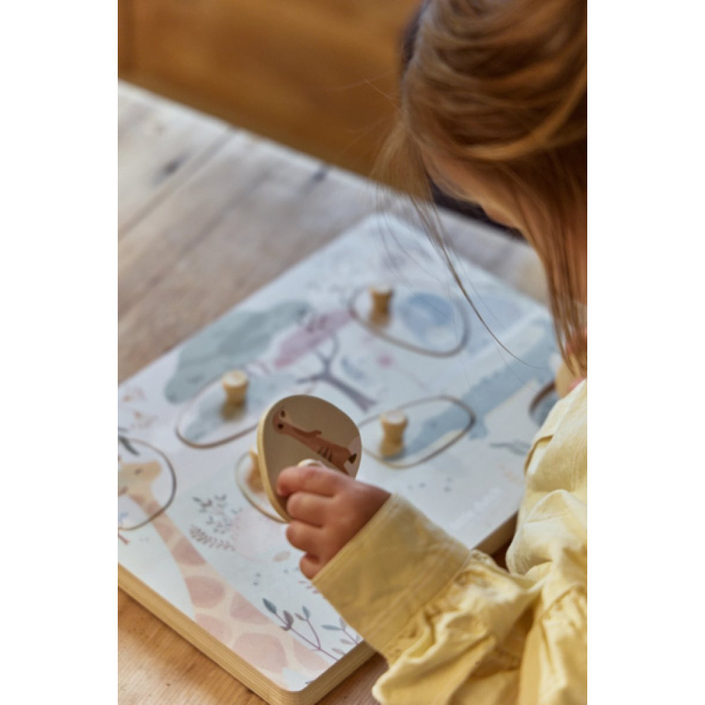 Little Dutch - drewniane puzzle dźwiękowe Safari Friends (LD7440) • 1 rok+