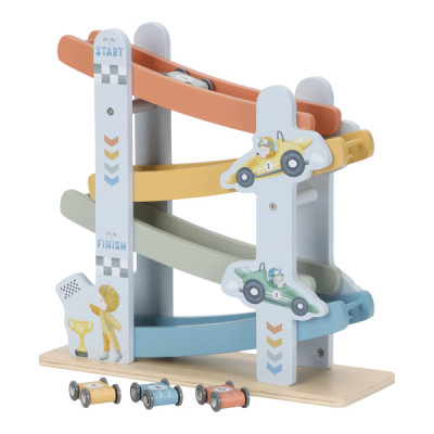 Little Dutch - drewniana zjeżdżalnia wyścigowa dla aut (LD2549) • od 18 miesięcy
