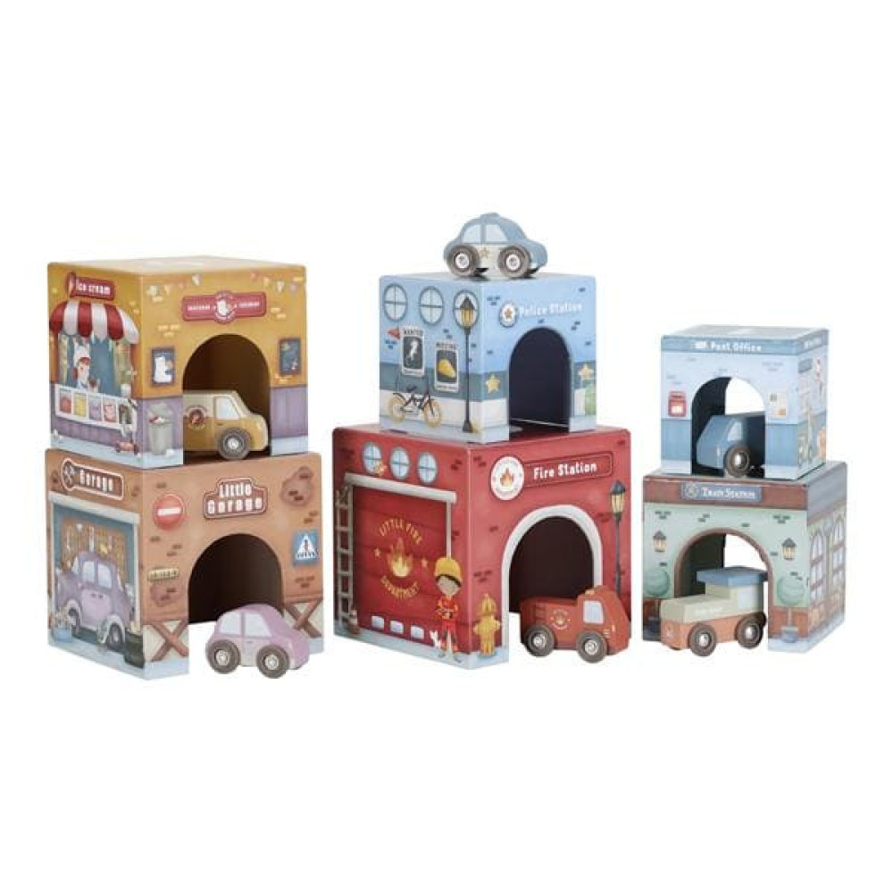 Little Dutch - wieża do układania z 6 autkami FSC (LD2525) • od 1 roku