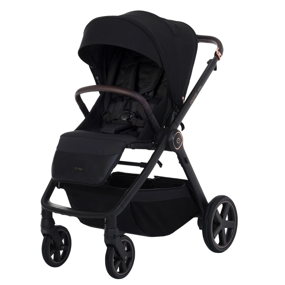 Espiro Only - lekki wózek dziecięcy 2w1, potrójna wentylacja gondoli, teleskopowa rączka, dwustronne siedzisko • 510 Stylish Black Espiro Only - lekki wózek dziecięcy 2w1, potrójna wentylacja gondoli, teleskopowa rączka, dwustronne siedzisko • 510 Stylish Black