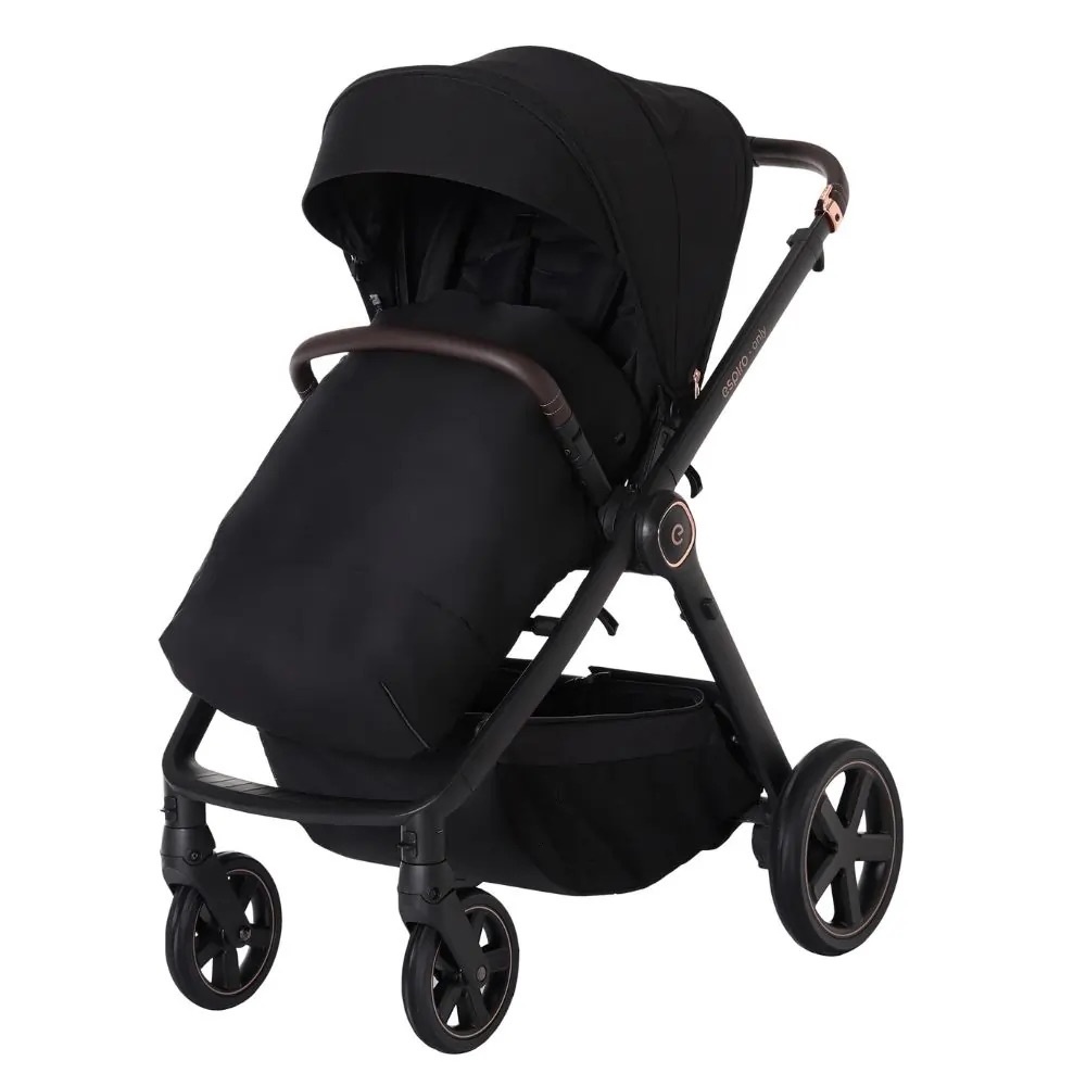 Espiro Only - lekki wózek dziecięcy 2w1, potrójna wentylacja gondoli, teleskopowa rączka, dwustronne siedzisko • 510 Stylish Black Espiro Only - lekki wózek dziecięcy 2w1, potrójna wentylacja gondoli, teleskopowa rączka, dwustronne siedzisko • 510 Stylish Black