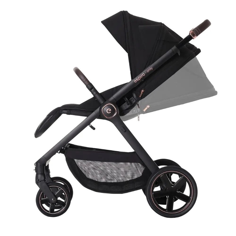 Espiro Only - lekki wózek dziecięcy 2w1, potrójna wentylacja gondoli, teleskopowa rączka, dwustronne siedzisko • 510 Stylish Black Espiro Only - lekki wózek dziecięcy 2w1, potrójna wentylacja gondoli, teleskopowa rączka, dwustronne siedzisko • 510 Stylish Black