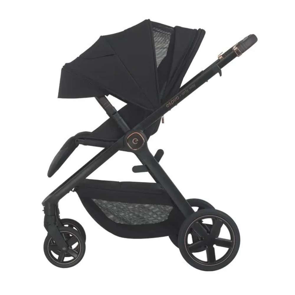 Espiro Only - lekki wózek dziecięcy 2w1, potrójna wentylacja gondoli, teleskopowa rączka, dwustronne siedzisko • 510 Stylish Black Espiro Only - lekki wózek dziecięcy 2w1, potrójna wentylacja gondoli, teleskopowa rączka, dwustronne siedzisko • 510 Stylish Black