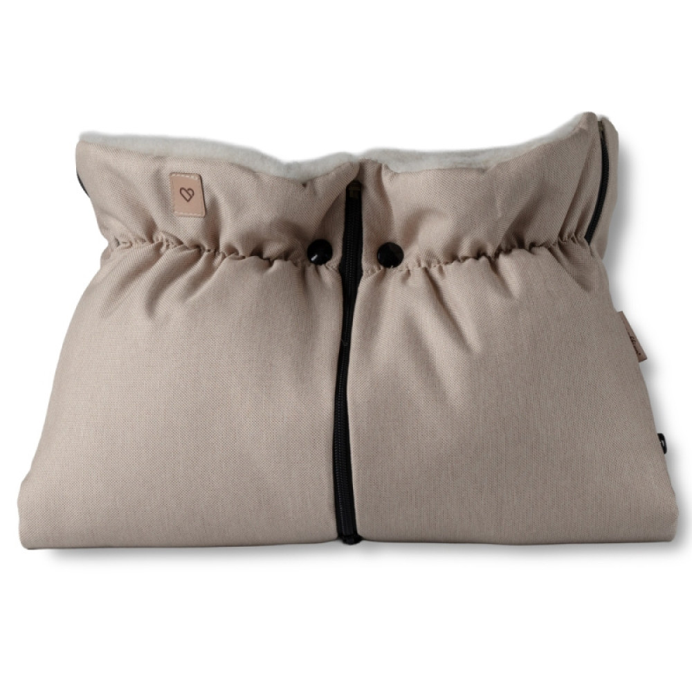Zaffiro Scandi - mufka do wózka z wełną owczą Premium, dwuczęściowa 2w1 • Beige