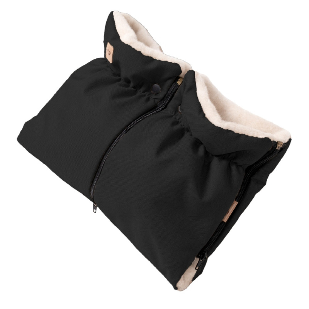 Zaffiro Scandi - mufka do wózka z wełną owczą Premium, dwuczęściowa 2w1 • Black