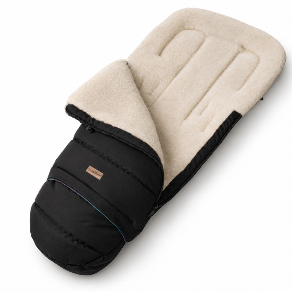 Zaffiro iGrow Scandi - regulowany śpiwór zimowy do wózka z wełną owczą Premium, 0-36 mc • Black