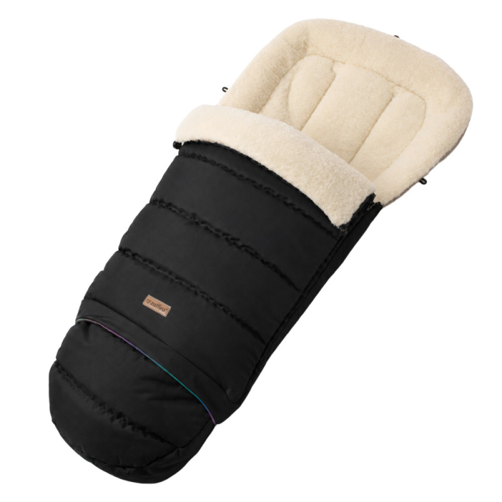 Zaffiro iGrow Nordico - regulowany śpiwór zimowy do wózka z wełną owczą Basic, 0-36 mc • Black