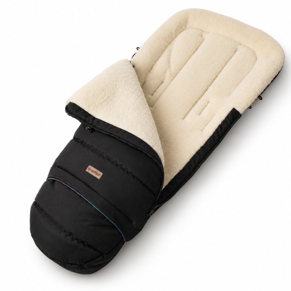 Zaffiro iGrow Nordico - regulowany śpiwór zimowy do wózka z wełną owczą Basic, 0-36 mc • Black