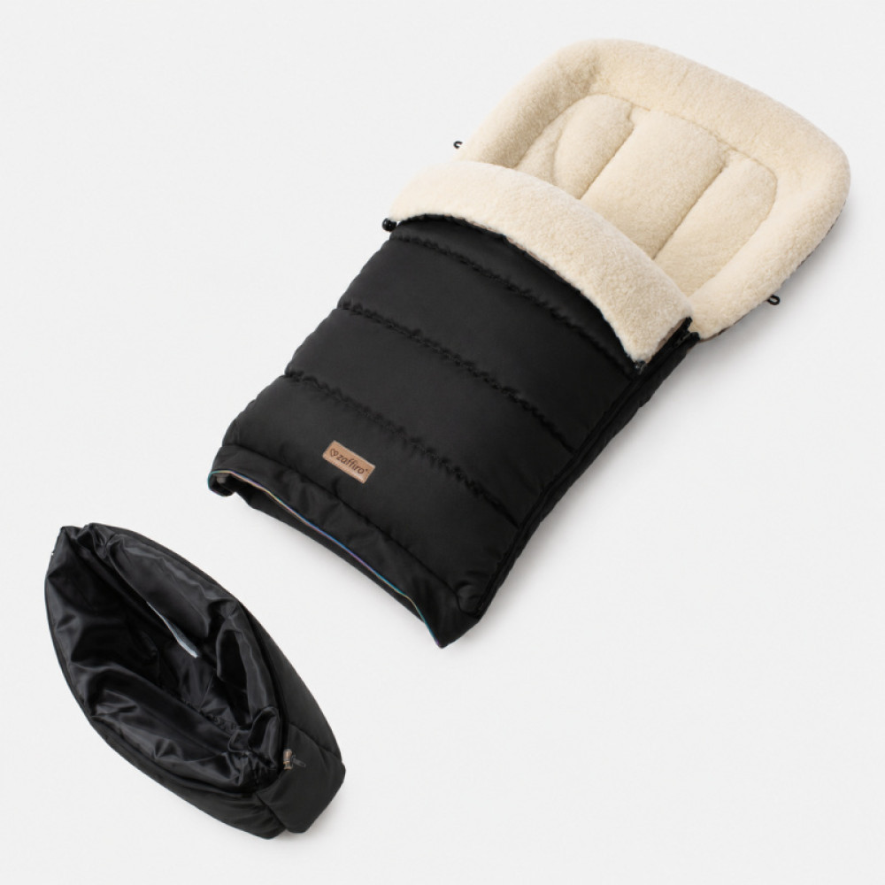 Zaffiro iGrow Nordico - regulowany śpiwór zimowy do wózka z wełną owczą Basic, 0-36 mc • Black