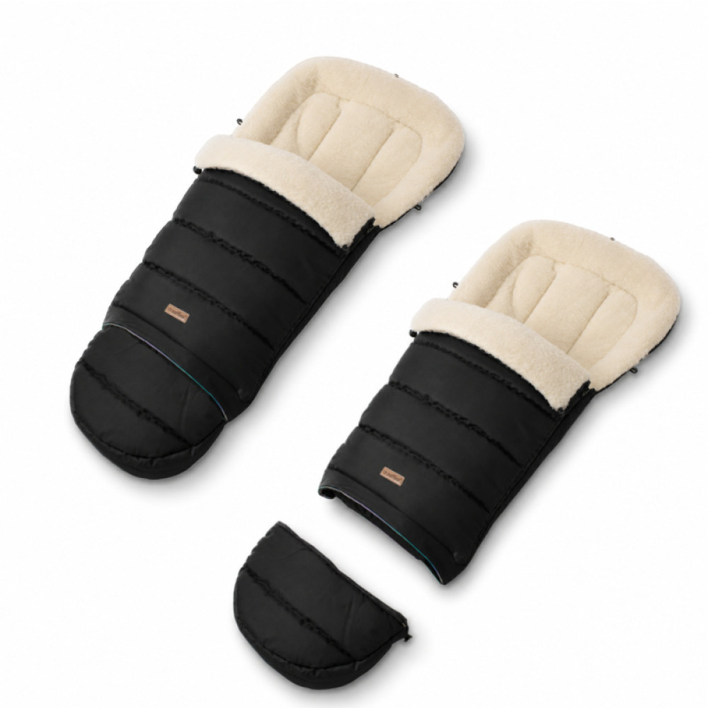 Zaffiro iGrow Nordico - regulowany śpiwór zimowy do wózka z wełną owczą Basic, 0-36 mc • Black