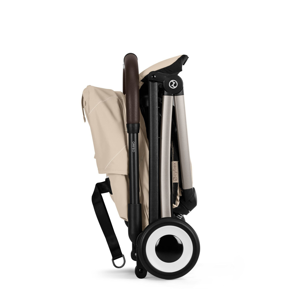 Cybex Orfeo 2026 - kompaktowy wózek spacerowy do podróży, składany do rozmiaru bagażu podręcznego, od urodzenia • Almond Beige