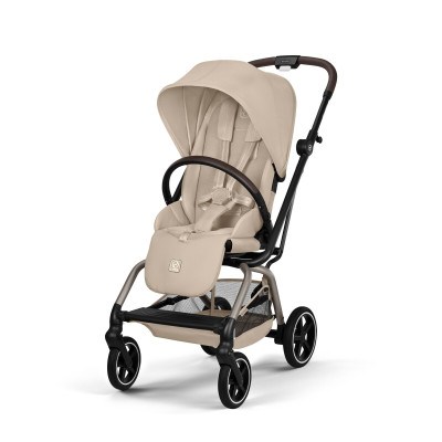 Cybex Eezy S Twist+2 2026 - прогулянкова коляска з обертовим сидінням 360°, колеса All-Terrain, складається однією рукою • Almond Beige