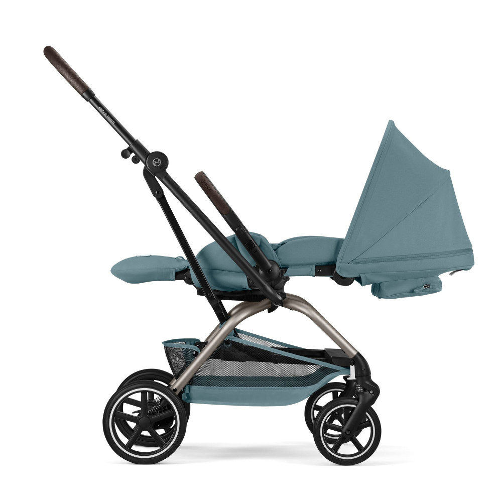 Cybex Eezy S Twist+2 2026 - wózek spacerowy z obrotowym siedziskiem 360°, koła terenowe, składany jedną ręką • Stormy Blue
