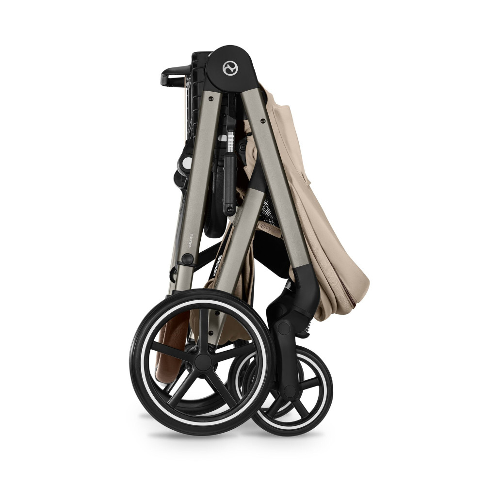 Cybex Balios S Lux 2026 - wózek spacerowy z odwracanym siedziskiem, pozycją leżącą i składaniem jedną ręką • Almond Beige