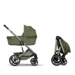 Cybex Balios S Lux 2026 - wózek 2w1 ze składaną gondolą i odwracanym siedziskiem • Moss Green