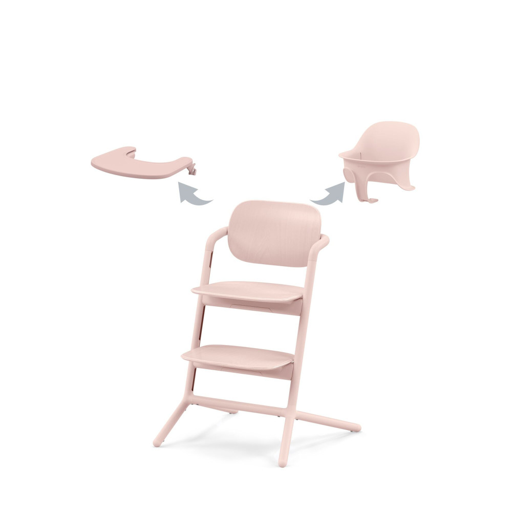 Cybex Lemo 3-in-1 - zestaw wysokiego krzesełka z Baby Set i tacką, regulacja jedną ręką bez narzędzi, od 6 miesięcy • Pearl Pink Cybex Lemo 3-in-1 - zestaw wysokiego krzesełka z Baby Set i tacką, regulacja jedną ręką bez narzędzi, od 6 miesięcy • Pearl Pink