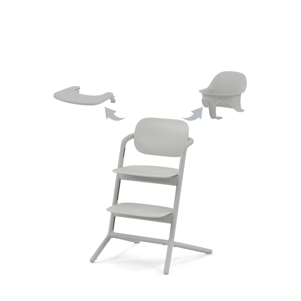 Cybex Lemo 3-in-1 - zestaw wysokiego krzesełka z Baby Set i tacką, regulacja jedną ręką bez narzędzi, od 6 miesięcy • Suede Grey