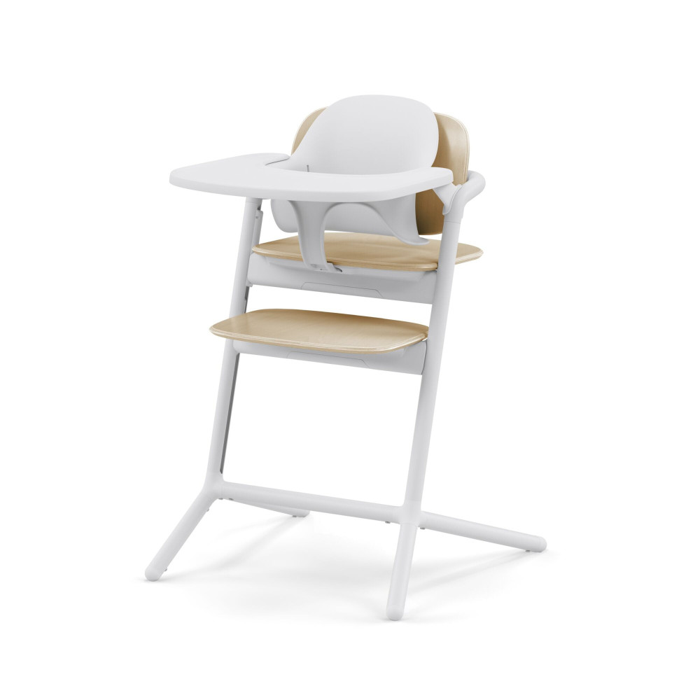 Cybex Lemo 3-in-1 - zestaw wysokiego krzesełka z Baby Set i tacką, regulacja jedną ręką bez narzędzi, od 6 miesięcy • Sand White