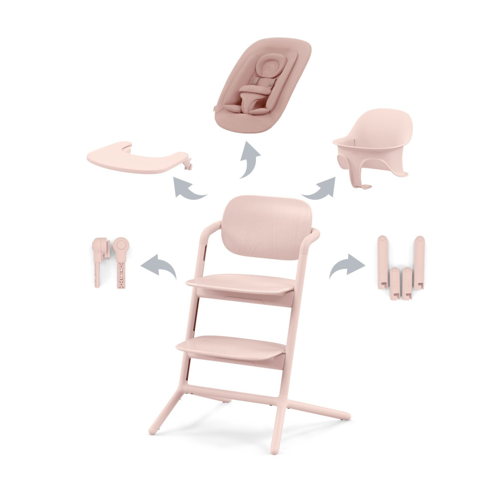 Cybex Lemo 4-in-1 - zestaw wysokiego krzesełka z Bouncerem, Baby Set i tacką, od urodzenia, regulacja jedną ręką bez narzędzi • Pearl Pink Cybex Lemo 4-in-1 - zestaw wysokiego krzesełka z Bouncerem, Baby Set i tacką, od urodzenia, regulacja jedną ręką bez narzędzi • Pearl Pink