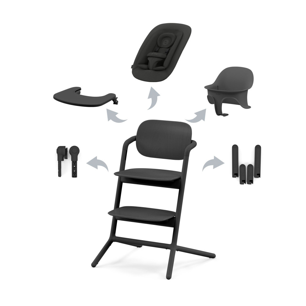 Cybex Lemo 4-in-1 - zestaw wysokiego krzesełka z Bouncerem, Baby Set i tacką, od urodzenia, regulacja jedną ręką bez narzędzi • Stunning Black Cybex Lemo 4-in-1 - zestaw wysokiego krzesełka z Bouncerem, Baby Set i tacką, od urodzenia, regulacja jedną ręką bez narzędzi • Stunning Black