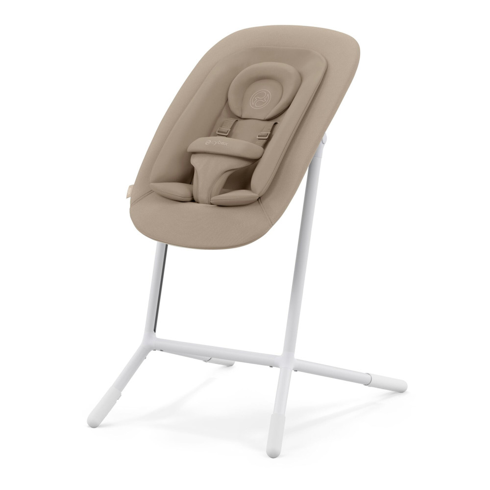 Cybex Lemo 4-in-1 - zestaw wysokiego krzesełka z Bouncerem, Baby Set i tacką, od urodzenia, regulacja jedną ręką bez narzędzi • Sand White