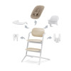 Cybex Lemo 4-in-1 - zestaw wysokiego krzesełka z Bouncerem, Baby Set i tacką, od urodzenia, regulacja jedną ręką bez narzędzi • Sand White