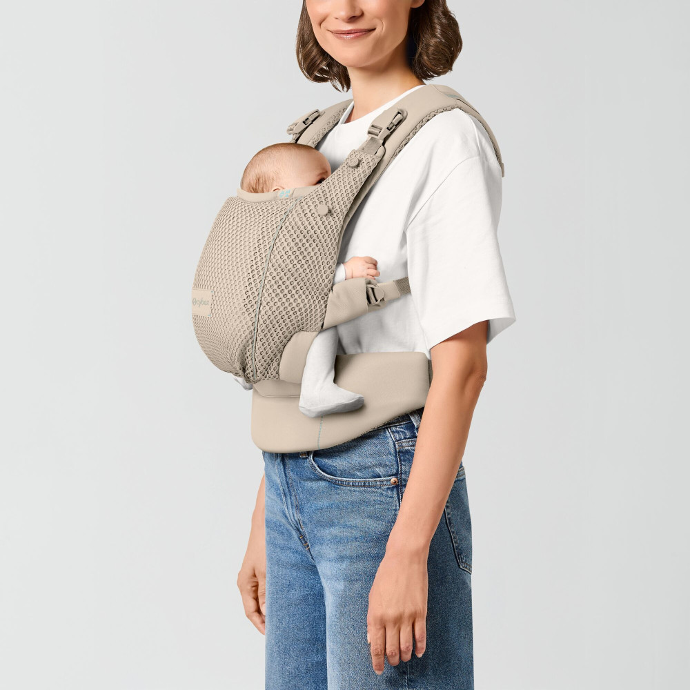 Cybex Amya - ergonomiczne nosidełko dla dzieci od urodzenia do ok. 3 lat, cztery pozycje noszenia, oddychająca siateczka 3D • Almond Beige