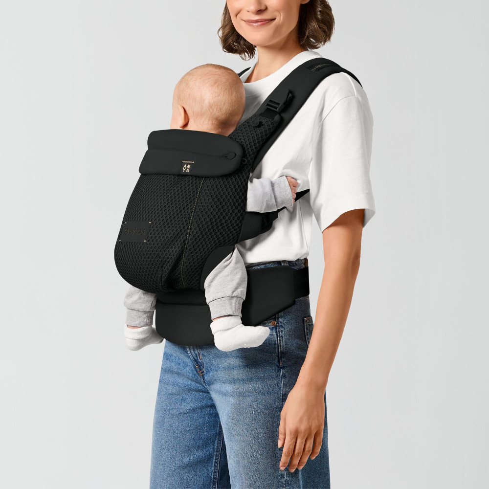 Cybex Amya - ergonomiczne nosidełko dla dzieci od urodzenia do ok. 3 lat, cztery pozycje noszenia, oddychająca siateczka 3D • Magic Black