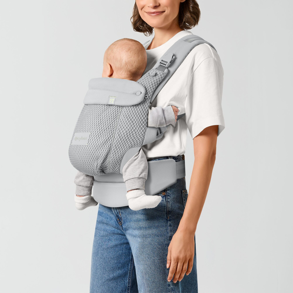 Cybex Amya - ergonomiczne nosidełko dla dzieci od urodzenia do ok. 3 lat, cztery pozycje noszenia, oddychająca siateczka 3D • Fog Grey